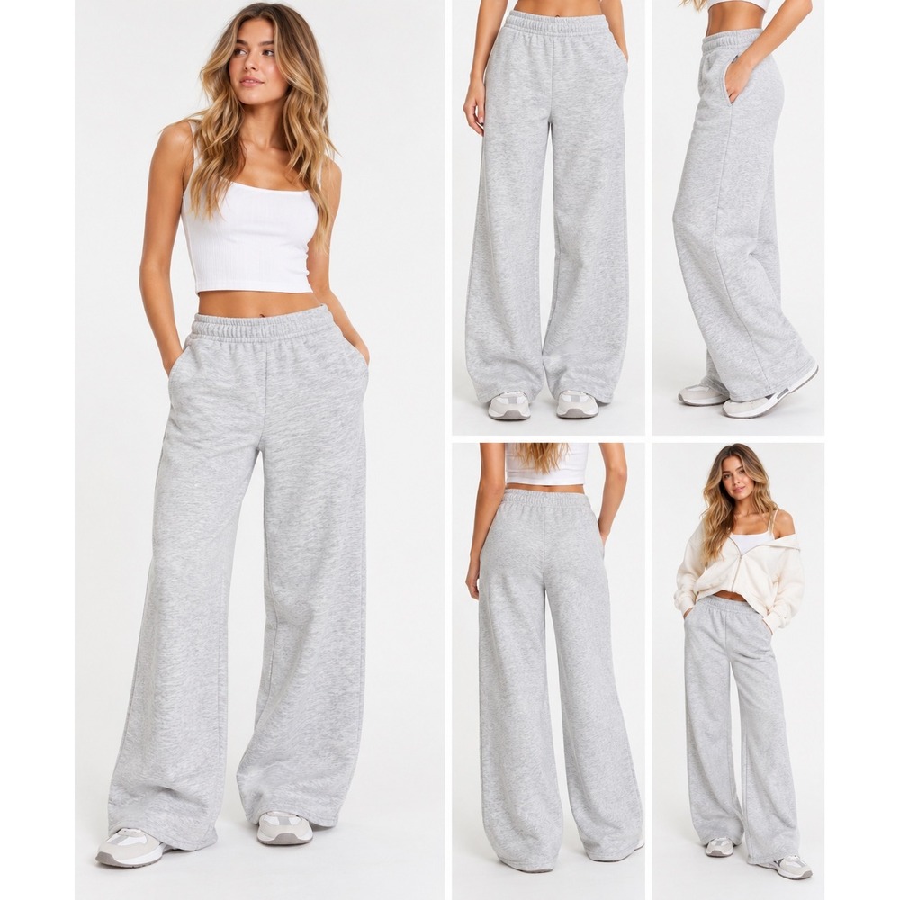Hollister Sweatpants Womens XS Gray Cotton Ultra High Rise Wide Leg Lounge